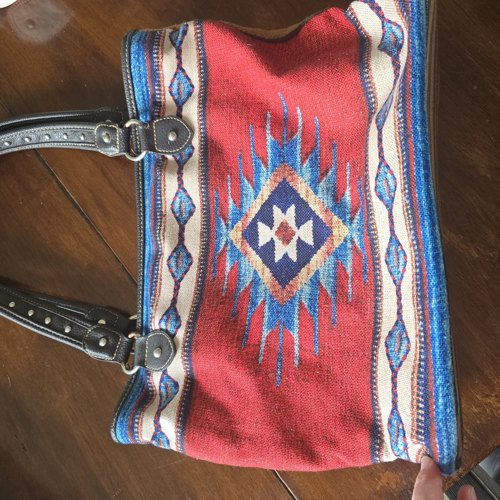 Southwestern Patterned Tote Bag - Red and Blue